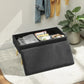31" Velvet Storage Ottoman Bench with Steel Legs - Black