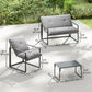 4 Piece Outdoor Furniture Set, Patio Conversation Set with Tempered Glass Table, Loveseat, Chairs, Cushions, Light Grey