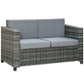 2 Seat Patio Loveseat Deluxe Wicker Sofa Chair Outdoor Rattan Furniture Couch All Weather with Cushion for Balcony, Deck, Garden and Poolside, Grey