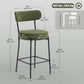 Set of 2 Barstools, Upholstered Corduroy Bar Stools with Backrest, Footrest for Kitchen Island, Dining Room, Green