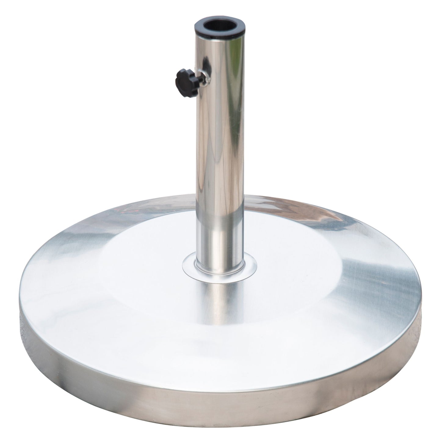 55 lbs Cement Round Patio Umbrella Stand, 19" Stainless Steel Base Stand Holder, Silver