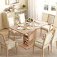 Extendable Dining Table for 4-6 People, 43.3"-51.2" Kitchen Table with 6 Open Shelves, Natural Wood