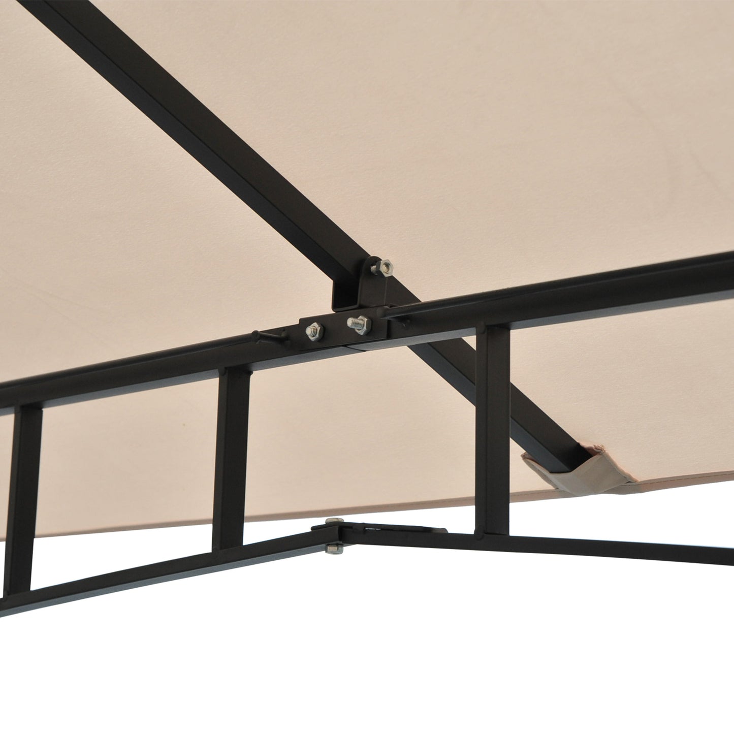 10' x 10' Double Tier Garden Gazebo Canopy Outdoor Sunshade Tent Water-Resistant Anti-UV Roof with Metal Frame and Mesh Sidewalls, Beige