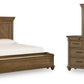 Karallin - 3 Pc. - Queen Panel Storage Bed, Dresser And Mirror - Medium Brown