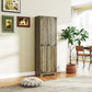 67" Farmhouse Pantry Cabinet with 2 Doors, Tall Storage Cabinet with Adjustable Shelves, Distressed Grey