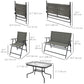 Outdoor 4 Pieces Patio Furniture Set, Garden Set with Two Foldable Armchairs, a Loveseat & Glass Top Table, Mixed Brown