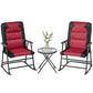 3pc Patio Foldable Rocking Chair Set, Outdoor Rocking Chairs and Table Bistro Set w/ Padded Seat, Headrest, Backrest for park, backyard, garden, Red