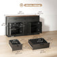 55" Farmhouse Sideboard Cabinet with 4 Barn Doors - Black