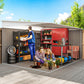 11' x 9' Steel Garden Storage Shed, Outdoor Metal Tool House with Double Sliding Doors & 2 Air Vents, Grey