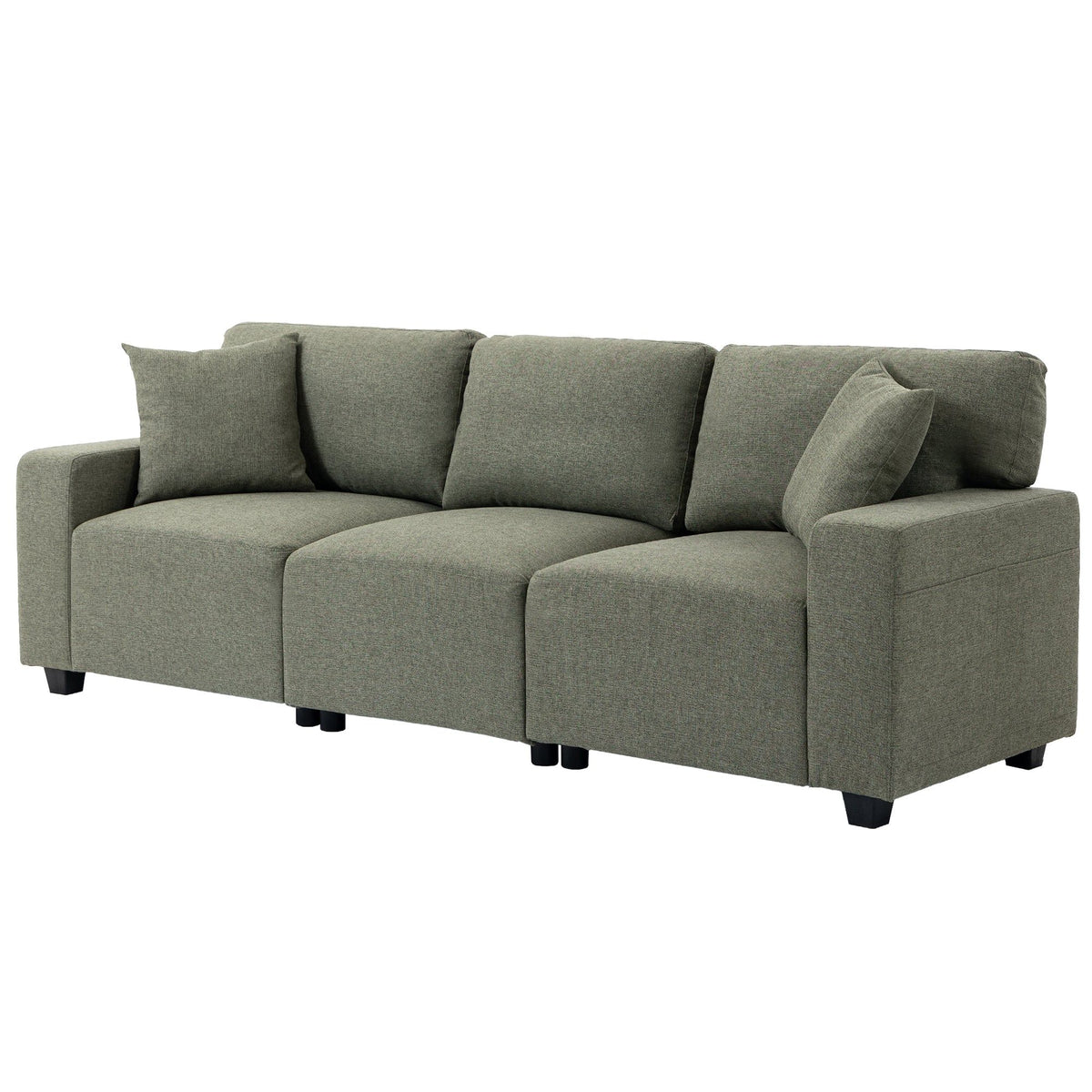 3-Seater Sofa with Storage Pockets - Green