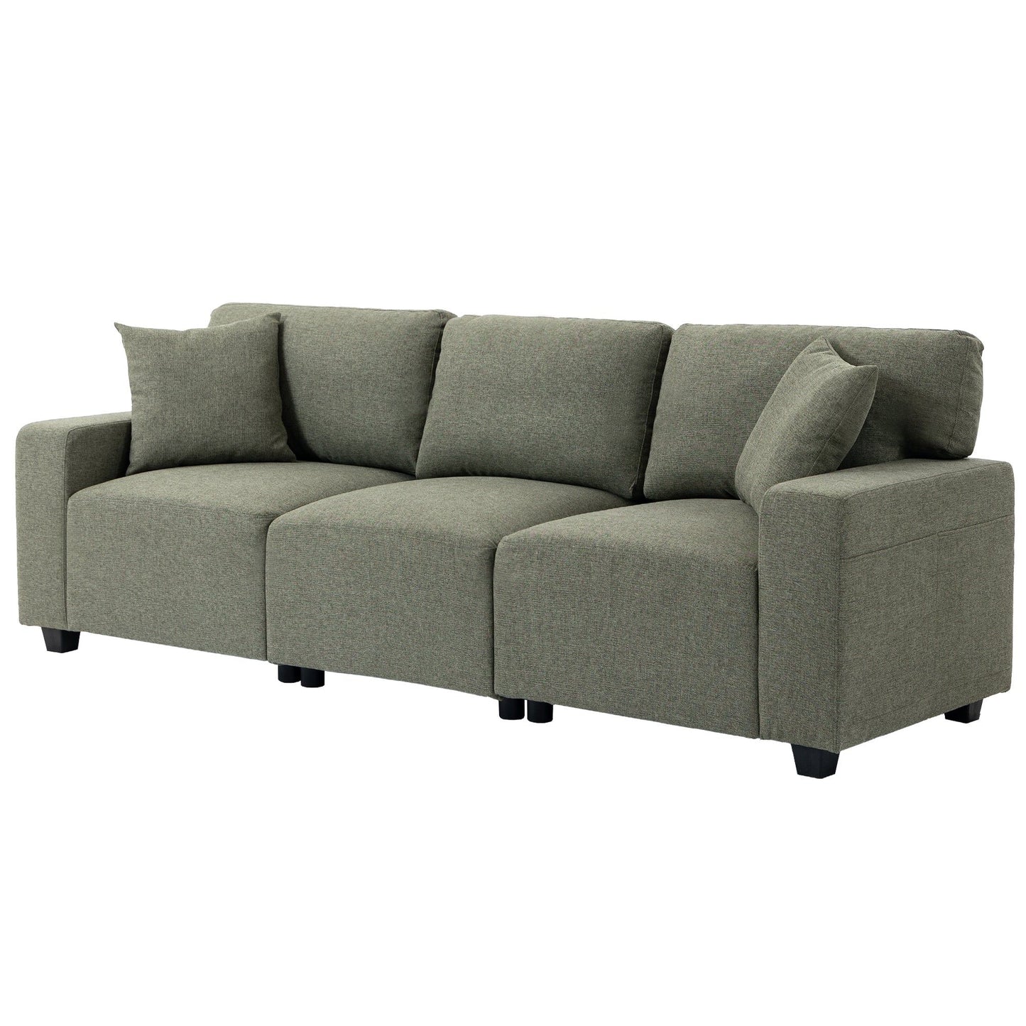 3-Seater Sofa with Storage Pockets - Green