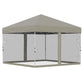 10' x 10' Pop-Up Party Tent Outdoor Canopy Tent with Mesh Sidewalls, 3-Level Adjustable Height, Roller Bag, Beige