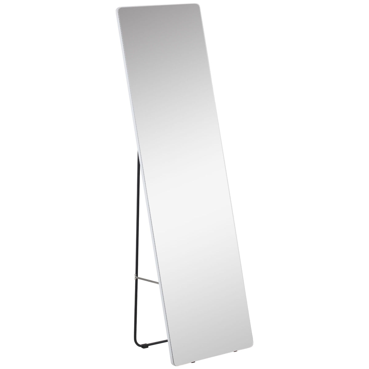 63"x18" Full Length Mirror, Floor Standing, Wall-Mounted or Leaning Against Wall Tall Mirror w/Support Frame, Rectangular Full Body Mirror for Bedroom, Living Room, Silver
