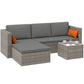 3-Piece Patio Furniture Set Modern Sectional Sofa Rattan Chair Wicker Conversation Set Outdoor Hand Woven Rattan Wicker Furniture Patio Coffee Table Sofa Set, Blue