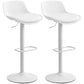 Counter Height Bar Stools Set of 2, Streamlined Bar Chairs with Adjustable Height and Swivel PU Leather Seat, White