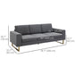 3-Seater Linen Sofa with Steel Legs - Dark Grey