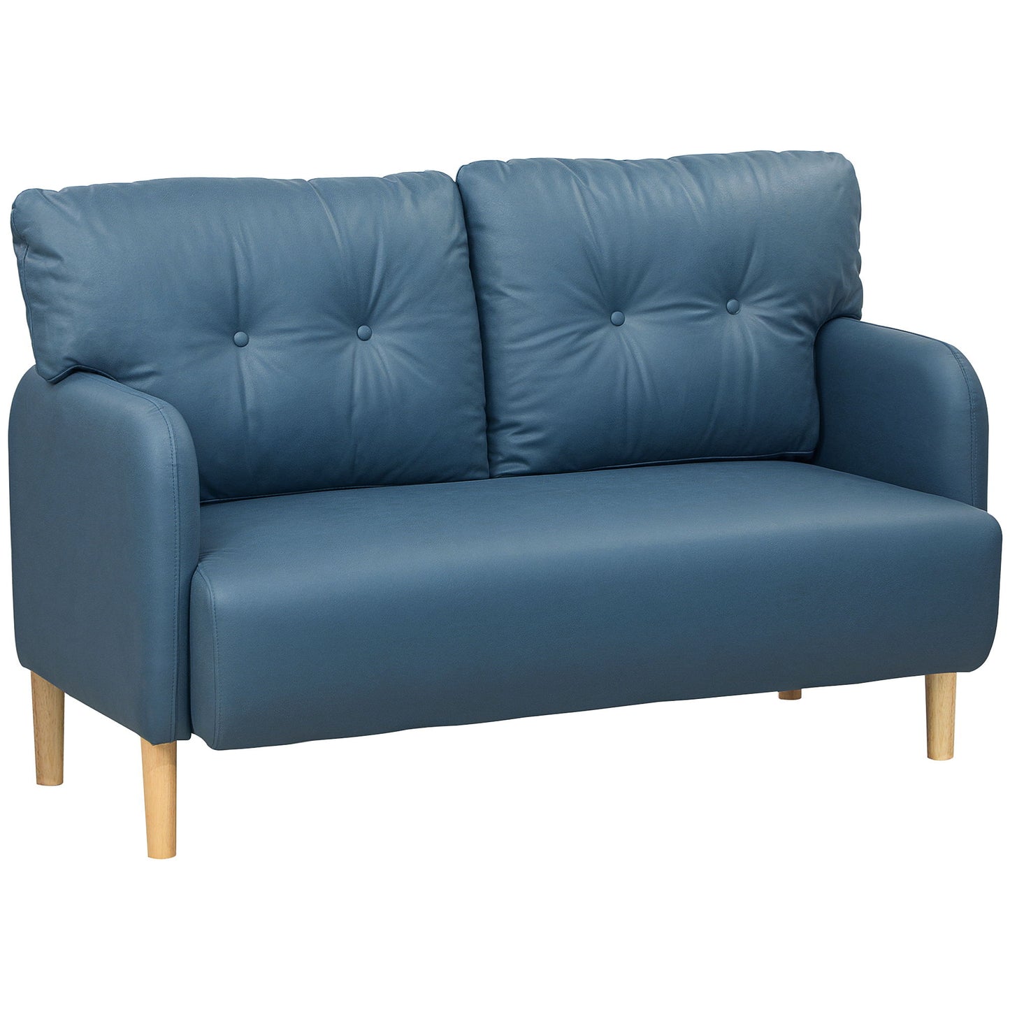 58" 2 Seat Sofa, Modern Love Seats Furniture, Upholstered 2 Seater Couch, Solid Wood Frame, Navy Blue