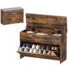 Shoe Storage Bench with Flip Drawer and Lift Top - Rustic Brown