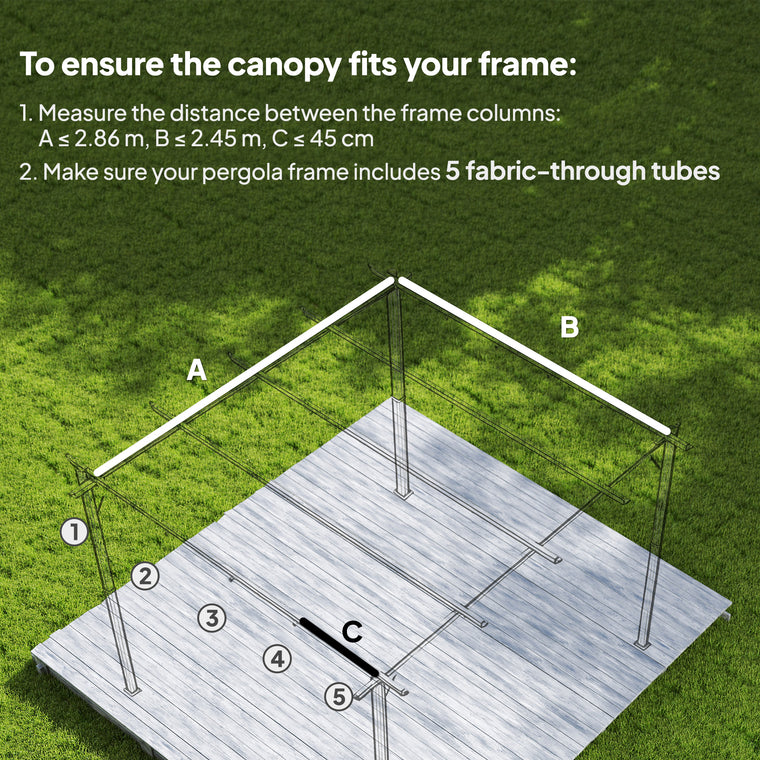 8' x 9.4' Coffee Retractable Pergola Canopy Replacement