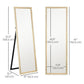 Floor Standing Mirror, Full Length Mirror, Free Standing, Leaning or Wall Mirror with Frame for Bedroom, Dark Wood Grain