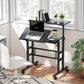 Mobile Stand Up Desk, Height & Angle Adjustable Computer Desk with Wheels for Standing or Sitting, Laptop Desk, Black