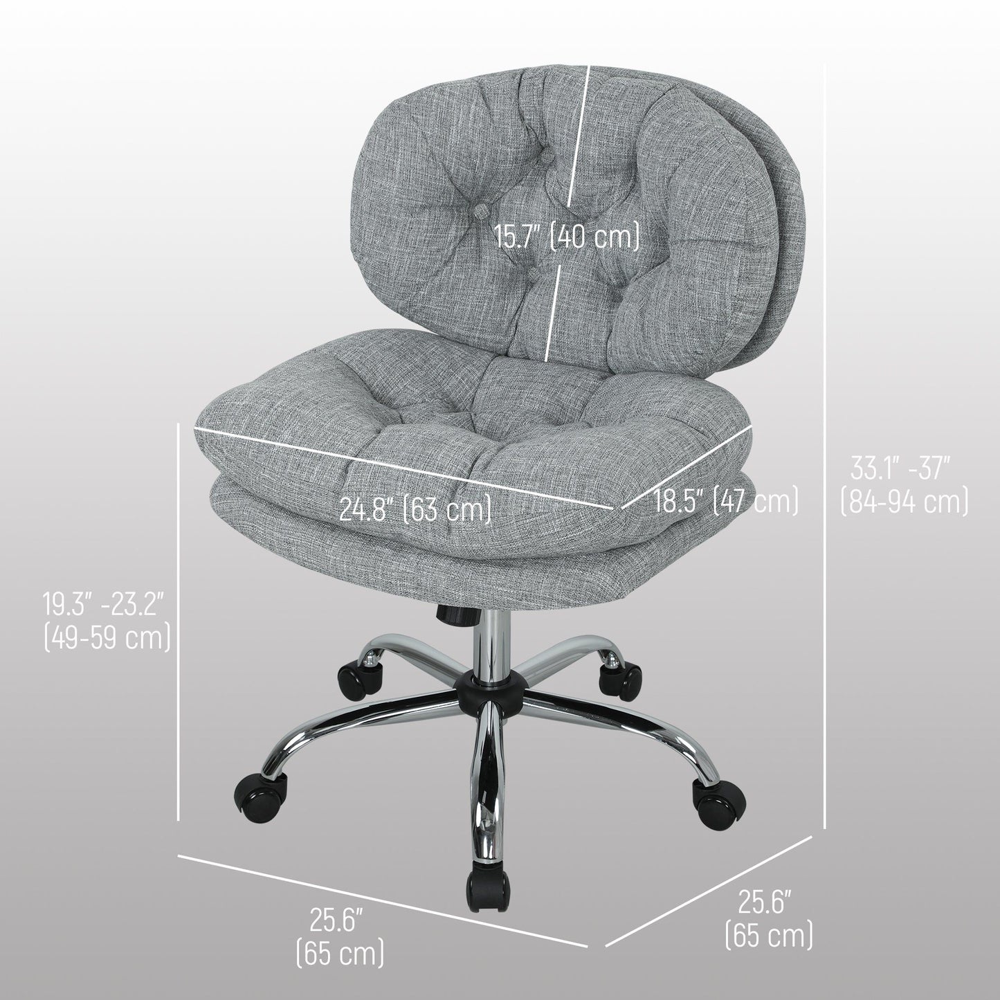 Armless Office Chair with Tilt and Adjustable Height - Grey
