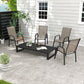 Set of 4 Outdoor Dining Chairs, Heavy Duty Stackable Patio Dining Set with Armrests for Balcony Garden, Grey