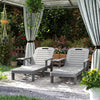 Set of 2 Tanning Chair, 5 Positions Adjustable Outdoor Lounge Chairs with Foldable Side Table, Dark Grey