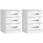 Modern Nightstand Set of 2, Bedside Tables with 3 High Gloss Drawers for Bedroom, White
