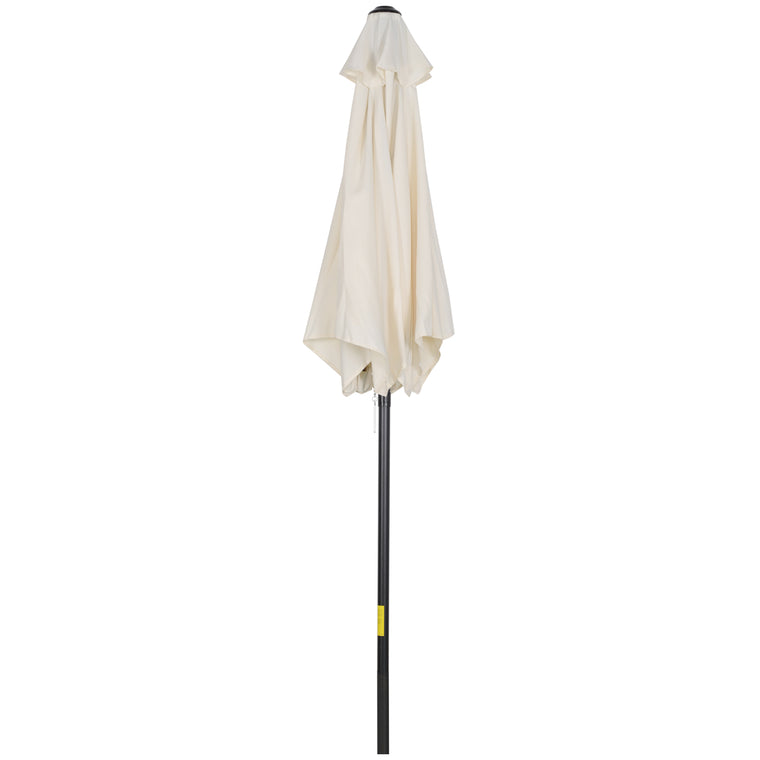 6.6FT Cream White Outdoor Parasol with 6 Solid Ribs