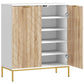 Shoe Storage Cabinet for 15 Pairs, Freestanding Shoe Cabinet with Doors and Adjustable Shelves for Hallway, White