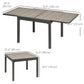 Extendable Rattan Dining Table, Patio Retractable Table, Aluminum Frame, 35.4"/70.9" x 35.4", Mixed Brown