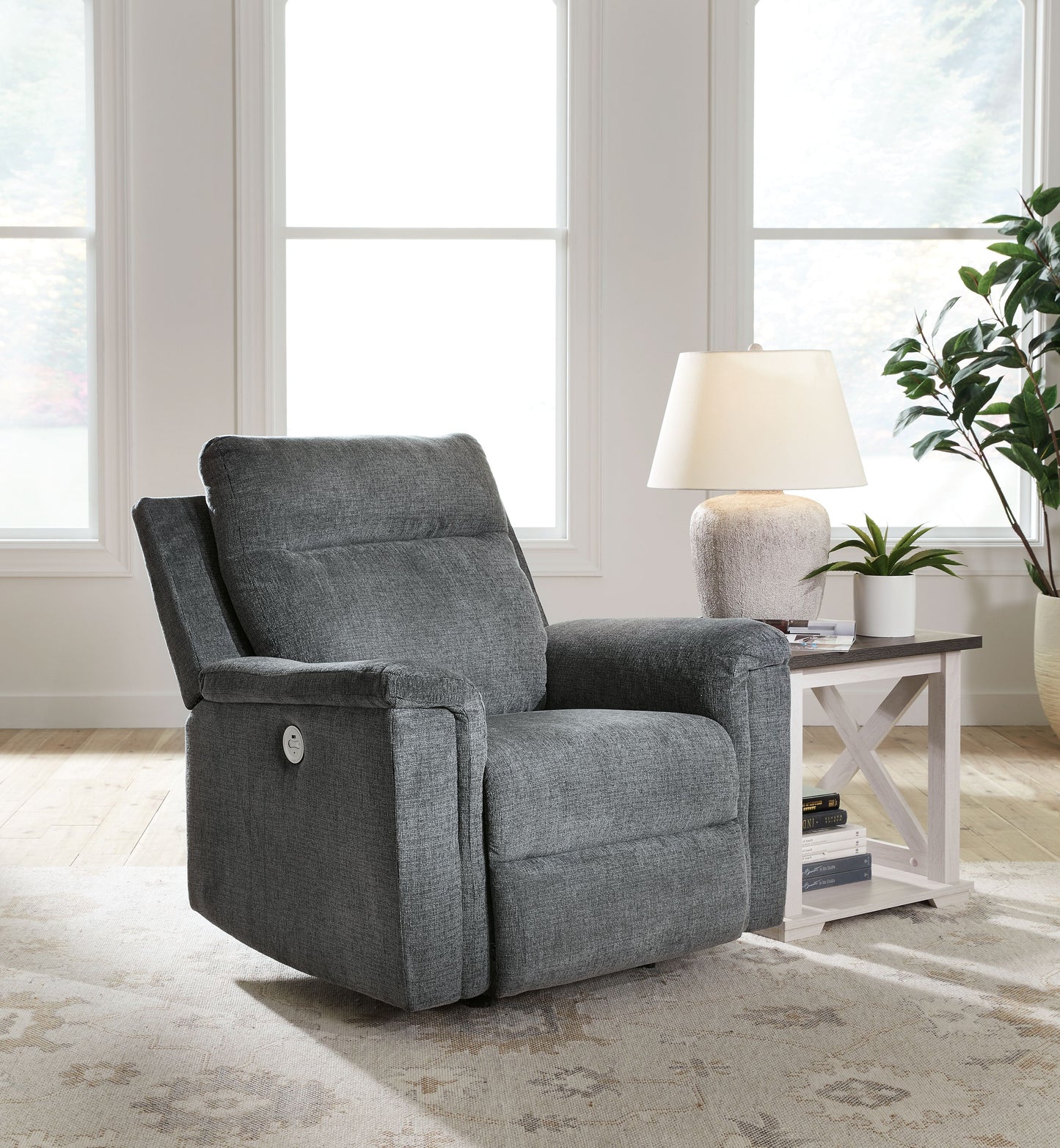 Barnsana - Gravel - Power Rocker Recliner - Fabric