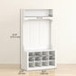 4-in-1 Hall Tree Bench with 12 Shoe Cubbies - White