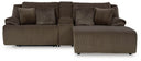 3 Pc. Right Arm Facing Press Back Chaise With Console Reclining Sectional