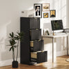 Lockable Filing Cabinet with 4 Fluted Drawers, File Cabinet with Adjustable Hanging Rails for A4 Letter Files, Black