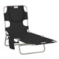 Folding Outdoor Lounge Chair, 5-Level Tanning Chair with Face Hole, Side Pocket, Carry Strap for Beach Pool, Black