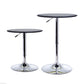 Modern Round Bar Table Adjustment Height Home Pub Bistro Desk Faux Leather Covered Wooden Top Chrome Base Black