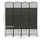 4 Panel Folding Room Divider, Portable Privacy Screen, Wave Fiber Room Partition for Home Office, Black