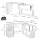 L-Shaped Rotating Computer Desk with Storage - White
