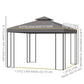 10' x 10' Patio Gazebo Outdoor, Canopy Shelter with Double-tier Roof, Pavilion Sidewalls for Garden Events, Brown