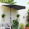 9.8ft Half Umbrella Semi Round Patio Parasol with Crank Handle, Top Vent for Garden, Balcony- NO BASE INCLUDED, Grey