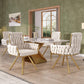 Set of 4 Velvet Tufted Dining Chairs with Ergonomic Support, Industrial-Chic Swivel Chairs with Metal Legs, 25'' L x 25'' W x 34'' H, Beige+Gold