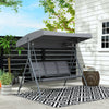 3-Seater Swing Chair Covered Garden Hammock A-Frame Outdoor Porch Glider Sling Seat with Adjustable Canopy Cover, Grey