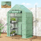 3-Tier Mini Greenhouse, Walk-in Greenhouse, Garden Hot House with 4 Shelves, Roll-Up Door and Weatherized Cover, 56" x 29" x 77", Dark Green