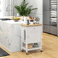 Rolling Kitchen Island Cart with Towel Rack - White