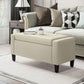 36" Storage Ottoman Bench, Linen-Look Fabric End of Bed Bench with Solid Wood Frame and Legs, Tufted Storage Chest, Footrest for Living Room, Bedroom, Entryway, Beige