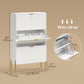 Shoe Cabinet with 3 Flip Drawers, Modern Narrow Shoe Storage Cabinet with Adjustable Shelves, White