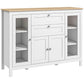 Buffet Sideboard with Glass Doors and Drawers - White