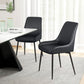 Set of 2 Tufted Dining Chairs with Steel Legs - Black
